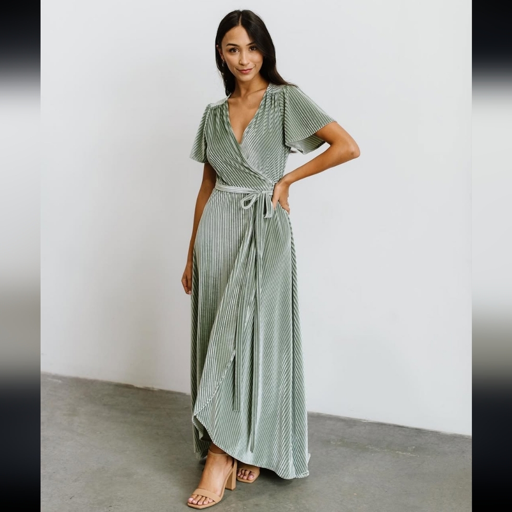 NWT Baltic Born Dress Andi Ribbed Velvet Wrap Maxi Length Maternity Friendly